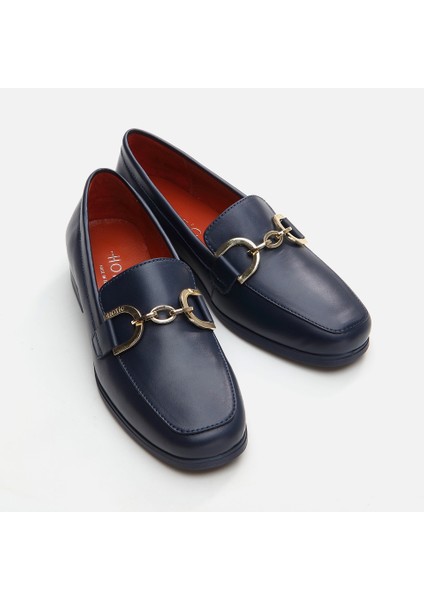 01Ayh291750A680 Deri Lacivert Kadın Loafer