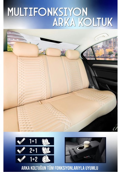 chevrolet Kalos Lüx Full Deri Oto Koltuk Kılıfı Ön Arka Takım (Exclusive) Bej