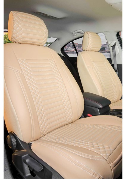 Fiat Egea Cross Lüx Full Deri Oto Koltuk Kılıfı Ön Arka Takım (Exclusive) Bej