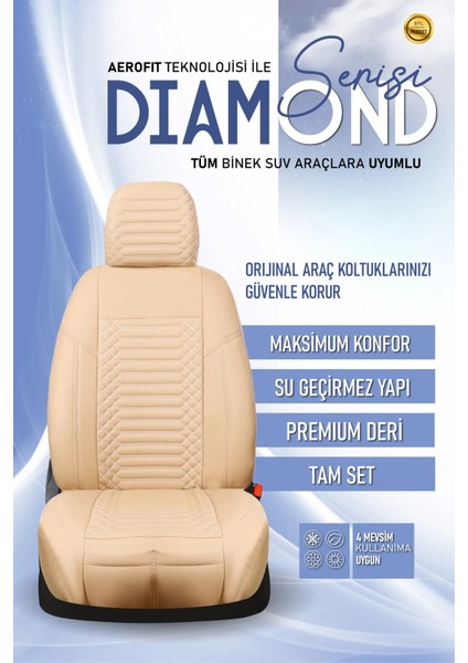 Ssanyoung Actyon Lüx Full Deri Oto Koltuk Kılıfı Ön Arka Takım (Exclusive) Bej