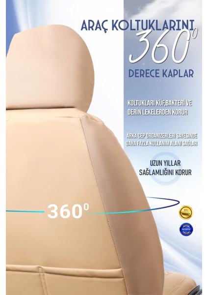 Ssanyoung Actyon Lüx Full Deri Oto Koltuk Kılıfı Ön Arka Takım (Exclusive) Bej