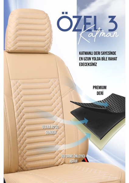 Mercedes ml Lüx Full Deri Oto Koltuk Kılıfı Ön Arka Takım (Exclusive) Bej indirimleri