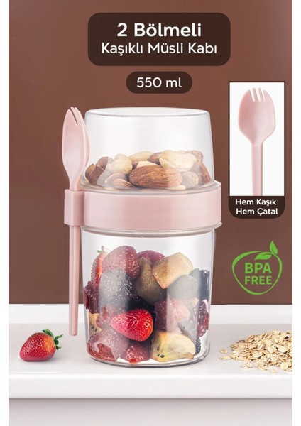 6'lı Süper Set Kaşıklı Yoğurt Müsli Saklama, Beslenme Kabı Karışık Renkler