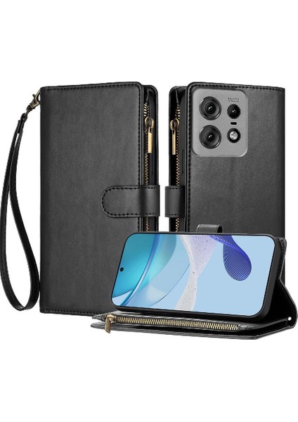 Motorola Moto Kenar 50 Pro Cüzdan Fermuar Çanta Kapak Için Kılıf Folio Kapak (Yurt Dışından)