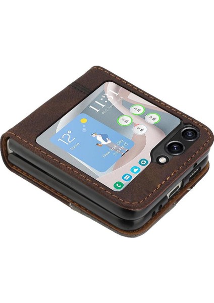 Samsung Galaxy Z Flip 6 Pu Deri Handy Standı Kart Yuvaları Kapak (Yurt Dışından) fiyatları