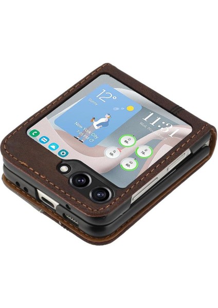 Samsung Galaxy Z Flip 6 Pu Deri Handy Standı Kart Yuvaları Kapak (Yurt Dışından) modelleri