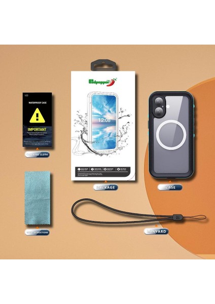 IPhone 16 Için Su Geçirmez Kılıf IP68 Su Geçirmez Tam Manyetik Kılıf 12FT In (Yurt Dışından) modelleri