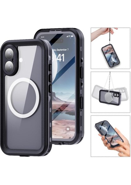 IPhone 16 Için Su Geçirmez Kılıf IP68 Su Geçirmez Tam Manyetik Kılıf 12FT In (Yurt Dışından)