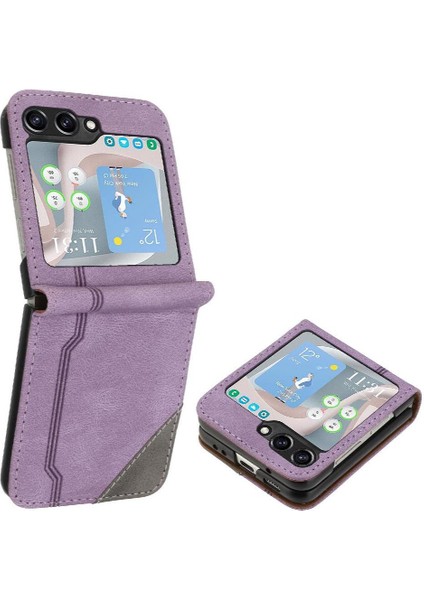 Samsung Galaxy Z Flip 6 Pu Deri Handy Standı Kart Yuvaları Kapak (Yurt Dışından)