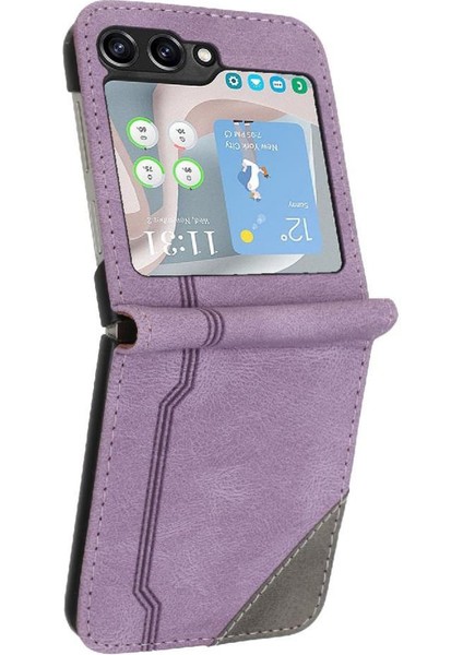 Samsung Galaxy Z Flip 6 Pu Deri Handy Standı Kart Yuvaları Kapak (Yurt Dışından)