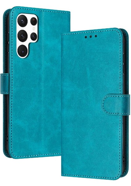 Kart Yuvası Pu ile Toka ile Samsung Galaxy S23 Ultra Için Flip Case (Yurt Dışından)