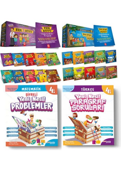 Model Eğitim Yayıncılık 4. Sınıf Fen Bilimleri Öyküleri 1.seri Fen Köyü ve 2.seri Fen Köyü Büyüyor ve Yeni Nesil Paragraf+ Matematik Soruları