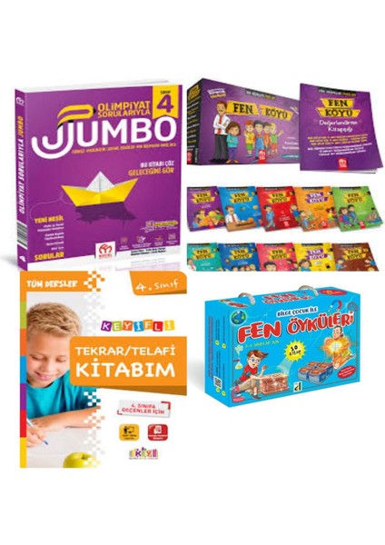 4. Sınıf Olimpiyat Sorularıyla Jumbo Soru Bankası+ Fen Köyü +Telafi Tekrar Kitabım ve Bilge Çocuk ile Fen Öyküleri
