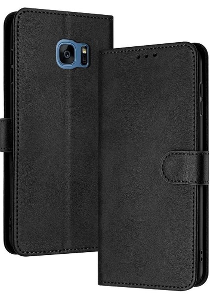 Kart Yuvası Saf Renk Pu Deri ile Samsung Galaxy S7 Için Flip Case (Yurt Dışından)