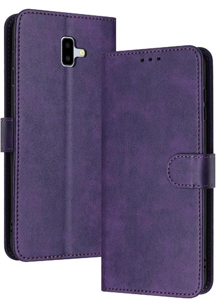 Samsung Galaxy J6 Artı Kart Yuvası Saf Renk Pu Deri ile Flip Case (Yurt Dışından)