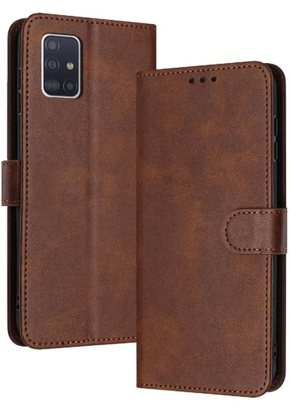 Kart Yuvası ile Samsung Galaxy A51 4g Kickstand Saf Renk Için Flip Case (Yurt Dışından)