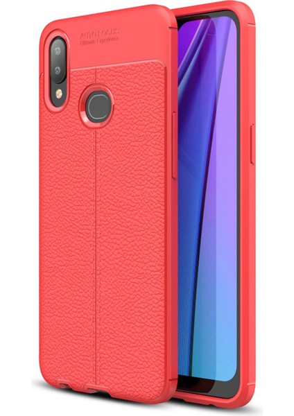 Samsung Galaxy A10S Kılıf Focus Derili Silikon - Kırmızı 13