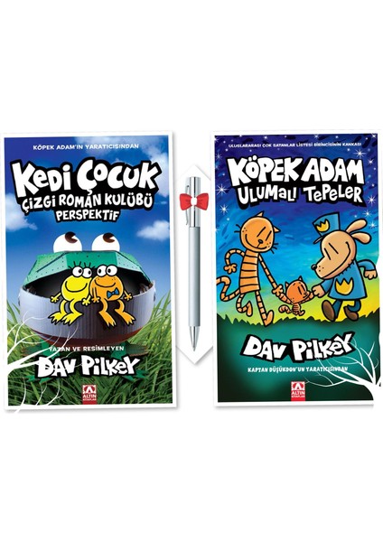 Kedi Çocuk 2: Çizgi Roman Külübü Perspektif - Köpek Adam 10: Ulumalı Tepeler - Dav Pilkey - 2 Kitap + Tükenmez Kalem