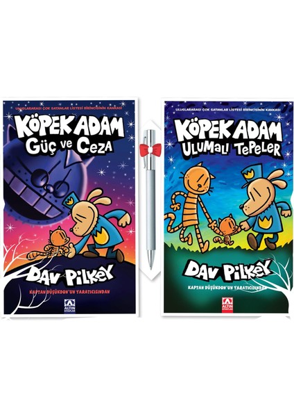 Köpek Adam 9: Güç ve Ceza - Köpek Adam 10: Ulumalı Tepeler - Dav Pilkey - 2 Kitap + Tükenmez Kalem