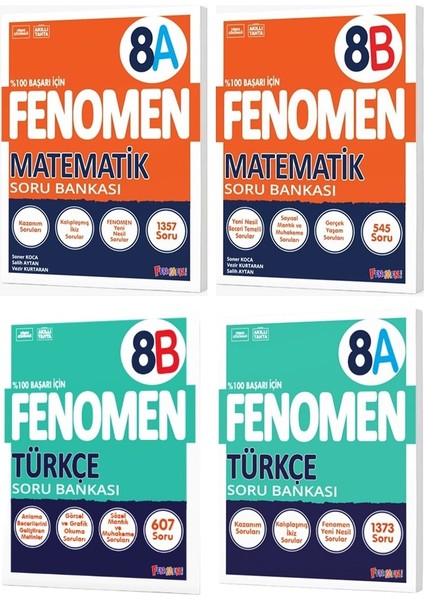 2025 8. Sınıf A - B Serisi Matematik Soru Bankası - Türkçe Soru Bankası 4'lü Set