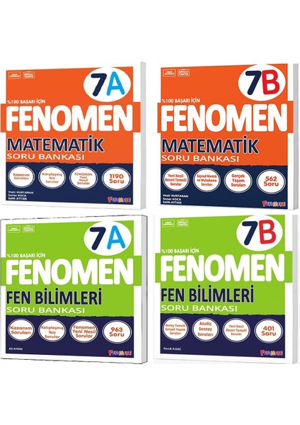 Okul 2025 7. Sınıf Matematik + Fen Bilimleri A + B Serisi Soru Seti 4 Kitap
