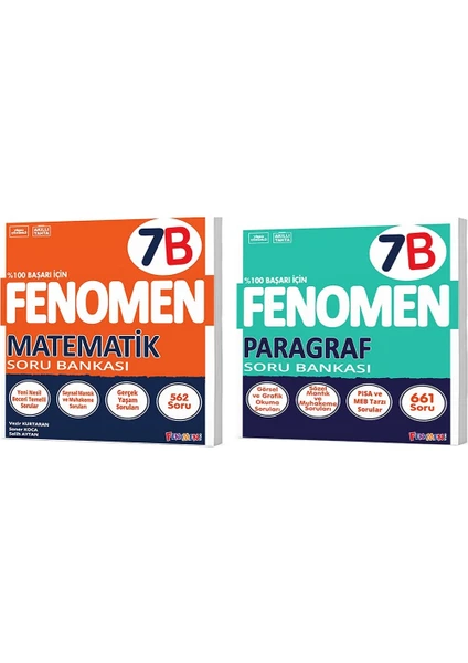 Fenomen Yayınları Okul 2025 7. Sınıf Matematik + Paragraf B Serisi Soru Seti 2 Kitap