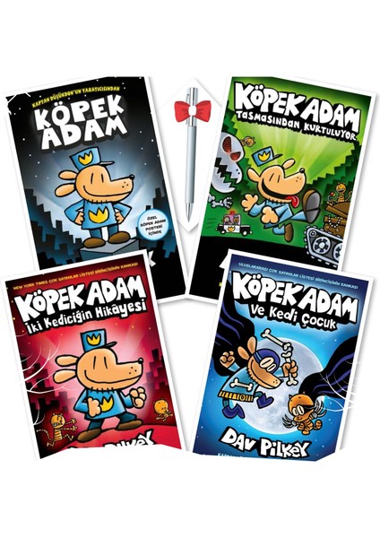Köpek Adam 1 - Köpek Adam 2 - Köpek Adam 3 - Köpek Adam 4 - Dav Pilkey + Tükenmez Kalem