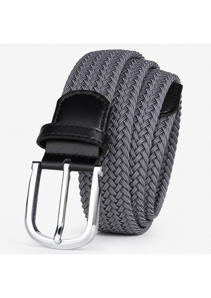 . 4cm Streç Erkek Kemer Moda Elastik Örgü Kemer Delinsiz Rahat Iğne Tokası Kanvas Kemer (Yurt Dışından)