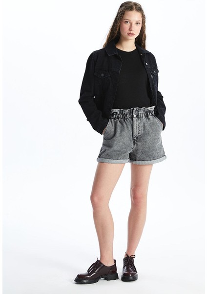 Lcw Jeans Kadın Beli Lastikli Düz Jean Şort