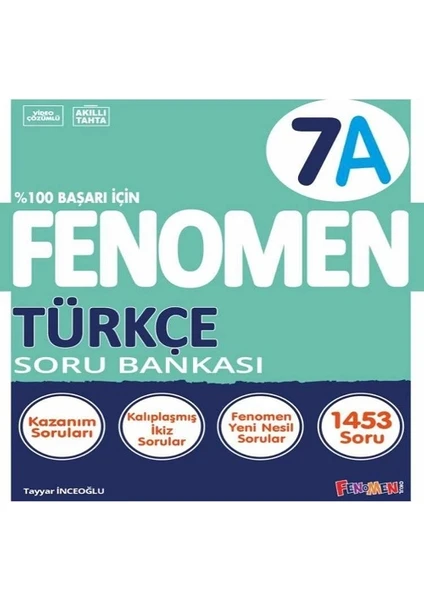 Fenomen Yayınları 2024 7. Sınıf Türkçe Soru Bankası A Yeni Nesile Kolay Geçiş 2024