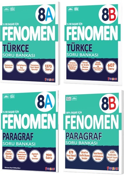 Okul 2025 8. Sınıf Türkçe + Paragraf A + B Serisi Soru Bankası Seti 4 Kitap