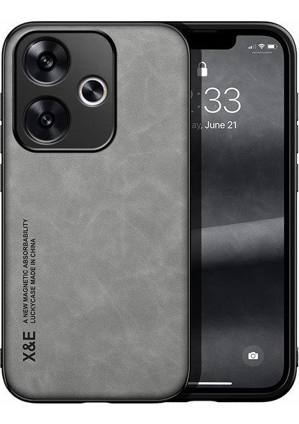 Poco F6 Araba Manyetik Emme Cilt Hissi Veren Pu Cep Telefonu Kılıfı (Yurt Dışından)