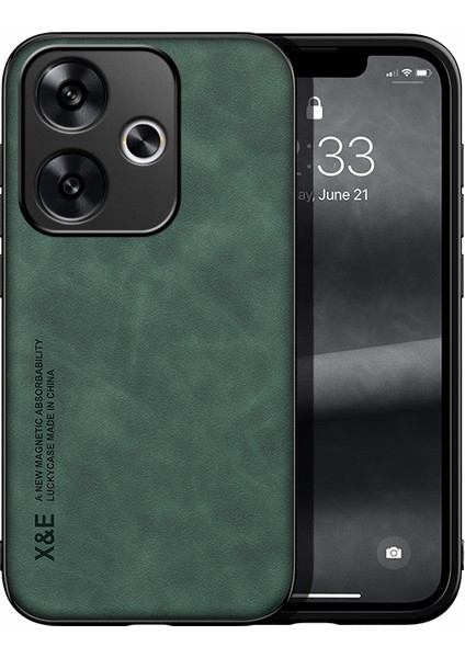 Poco F6 Araba Manyetik Emme Cilt Hissi Veren Pu Cep Telefonu Kılıfı (Yurt Dışından)