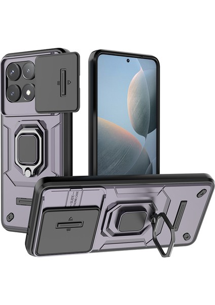 Poco F6 Pro Halka Standı Zırh Kamera Koruması Cep Telefonu Kılıfı (Yurt Dışından)