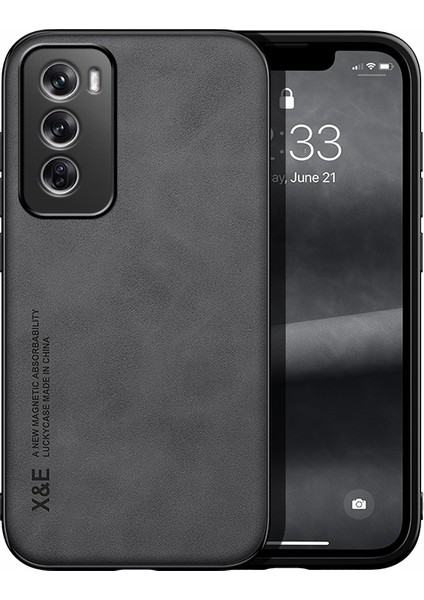 Oppo RENO12 Pro Cilt Hissi Araba Manyetik Emme Pu Cep Telefonu Kılıfı (Yurt Dışından)