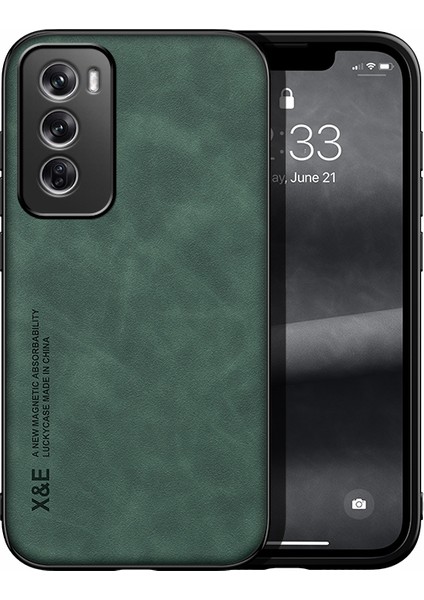 Oppo RENO12 Pro Cilt Hissi Araba Manyetik Emme Pu Cep Telefonu Kılıfı (Yurt Dışından)