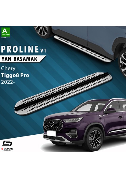 Chery Tiggo8 Pro OEM Still Pro V2 Aluminyum Yan Basamak 183 Cm 2022 Üzeri A+ Kalite