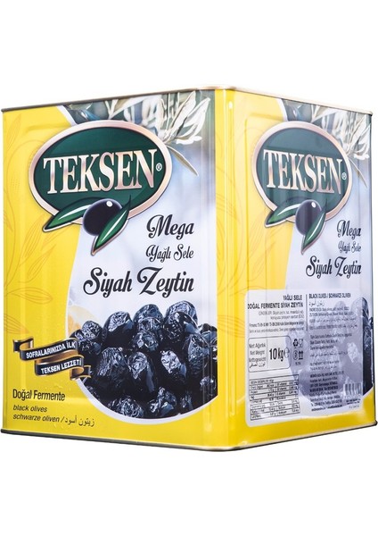 Teksen Yağlı Sele Siyah Zeytin Teneke-Sarı 10KG