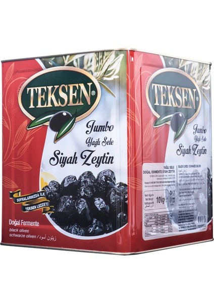 Teksen Yağlı Sele Siyah Zeytin Teneke-Kırmızı 10KG