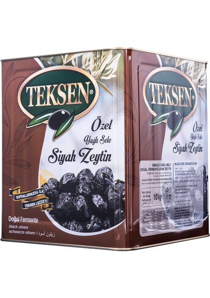 Teksen Yağlı Sele Siyah Zeytin Teneke-Kahverengi 10KG