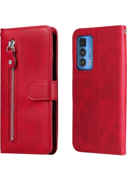 Motorola Kenar 20 Pro Kart Yuvası Tutucular Fermuar Deri Koruyucu Kılıf (Yurt Dışından)