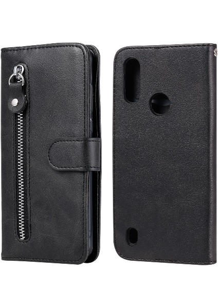 Motorola Moto E6S Koruyucu Kapak Için Kılıf Kart Yuvası Sahipleri Fermuar (Yurt Dışından)