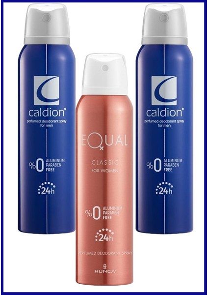 Caldıon Erkek Deodorant 150ML 2ADET + Equal Classic Kadın Deodorant 150ML 1ADET