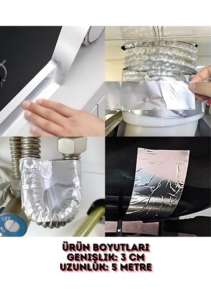 1 Adet 5 Metre Kendinden Yapışkanlı Alüminyum Su Sızdırmaz Yanmaz Bant