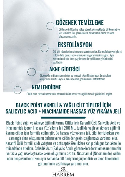 Akneli&yağlı Cilt Tipleri Için Saliyclic Acid+Niacinamide Hassas Yüz Yıkama Jeli 200 ml Black P.int