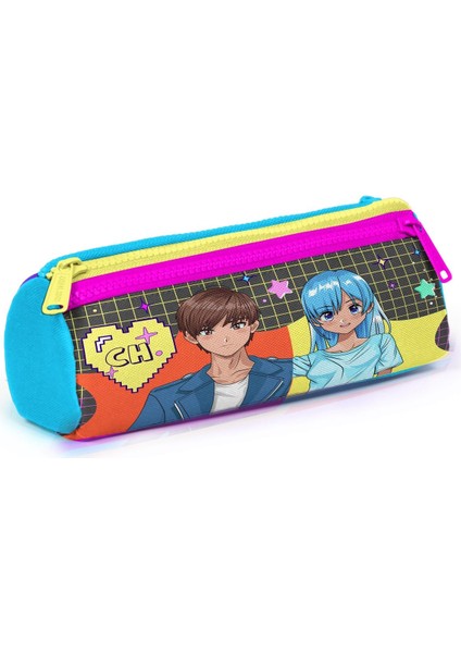 Gri Mavi Pembe Anime Desenli 3’lü Okul Çanta Seti Ilk Öğretim Çanta Seti modelleri