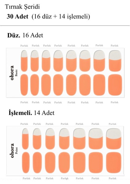 Ohoran Creamy Apricot Jel Tırnak 30 Adet, 2 Kullanım