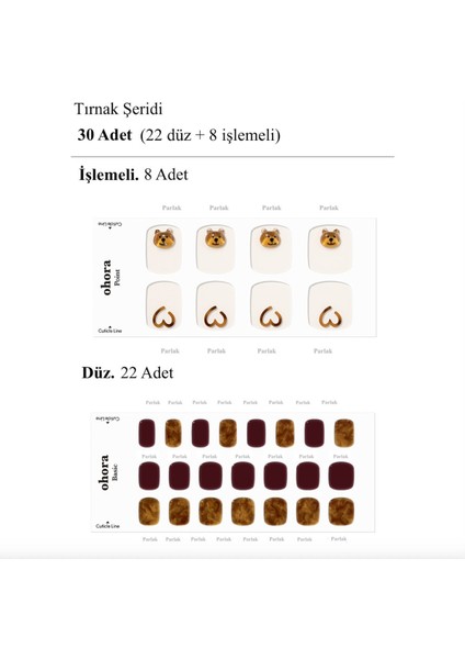 Ohorap Caramel Bear Jel Tırnak 30 Adet, 2 Kullanım