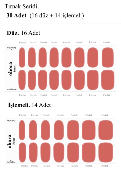 Ohoran Salmon Jel Tırnak 30 Adet, 2 Kullanım