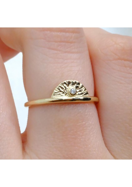 Gümüş Yüzük - Mini Swarovski Taşlı Yelpaze 925 Ayar Gümüş Kadın Yüzük-Hediye Gümüş Yüzük